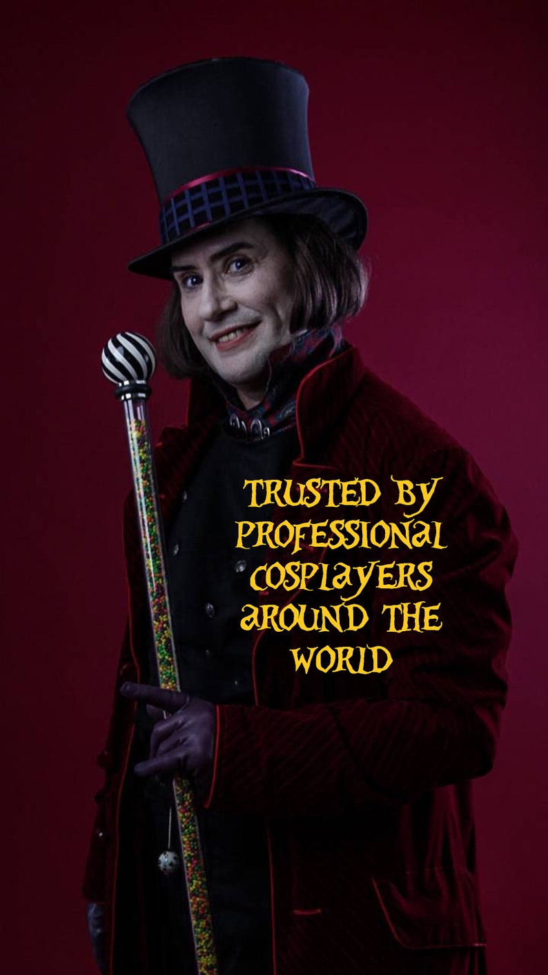 Willy Wonka Cane Replica Cosplay Prop Tim Burton Charlie and the Chocolate Factory, Johnny Depp, Walking Stick, Walking Cane Wonka Costume image 3