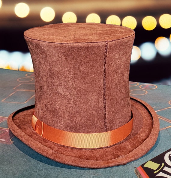 thumbnail image 2 of Nicky Bigs Novelties Tall Brown Magician Mad Hatter Wonka Top Hat - One Size, Felt 2 of 6