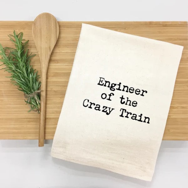 Engineer of the Crazy Train Kitchen Towel