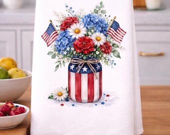Americana Flower Vase Kitchen Towel