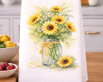 Sunflowers in a Mason Jar Kitchen Towel
