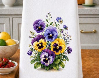 Pansy Flower Kitchen Towel