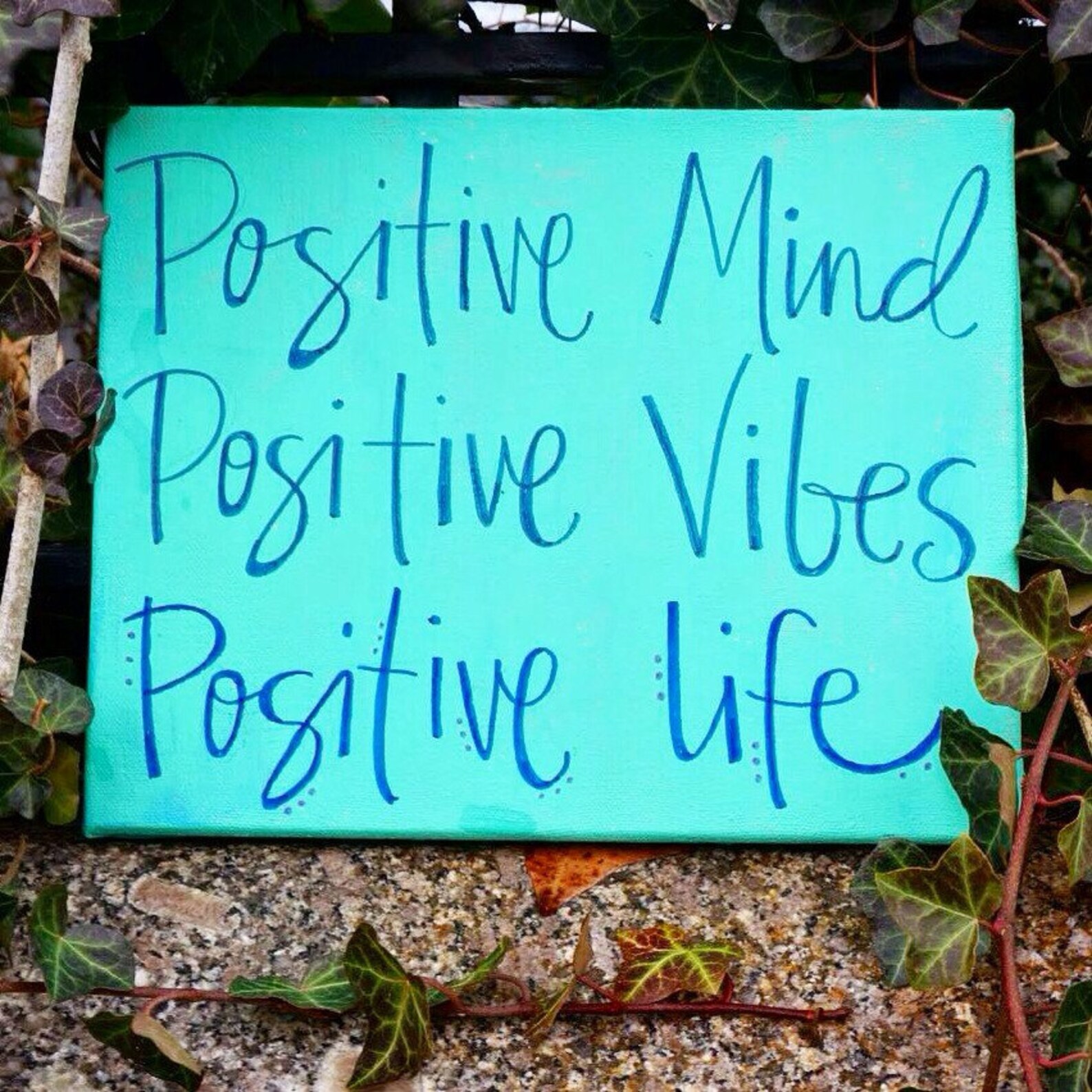 Inspirational Canvas Quote Positivity | Turquoise Blue Wall Art Sign ...