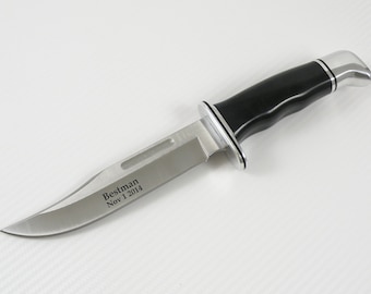 Engraved Buck 119BKS Fixed Blade Hunting Knife - Personalized for: Weddings, Graduations, & Gifts