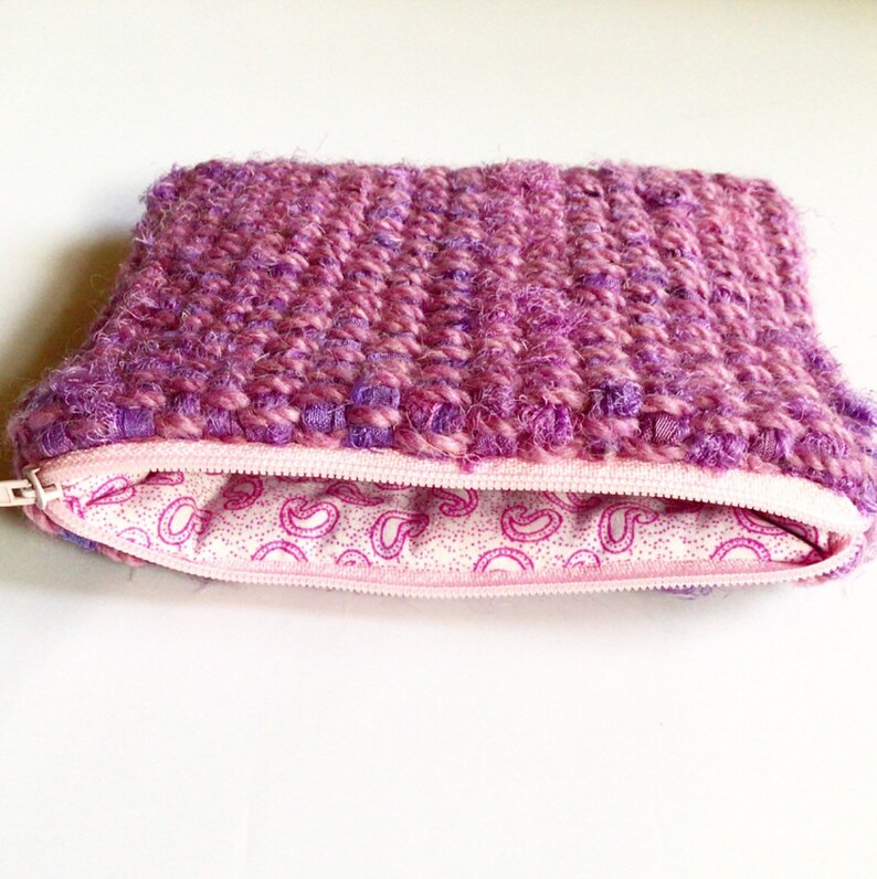 Handwoven Purse Coin purse handmade gift, stocking filler Purple Purse small gift