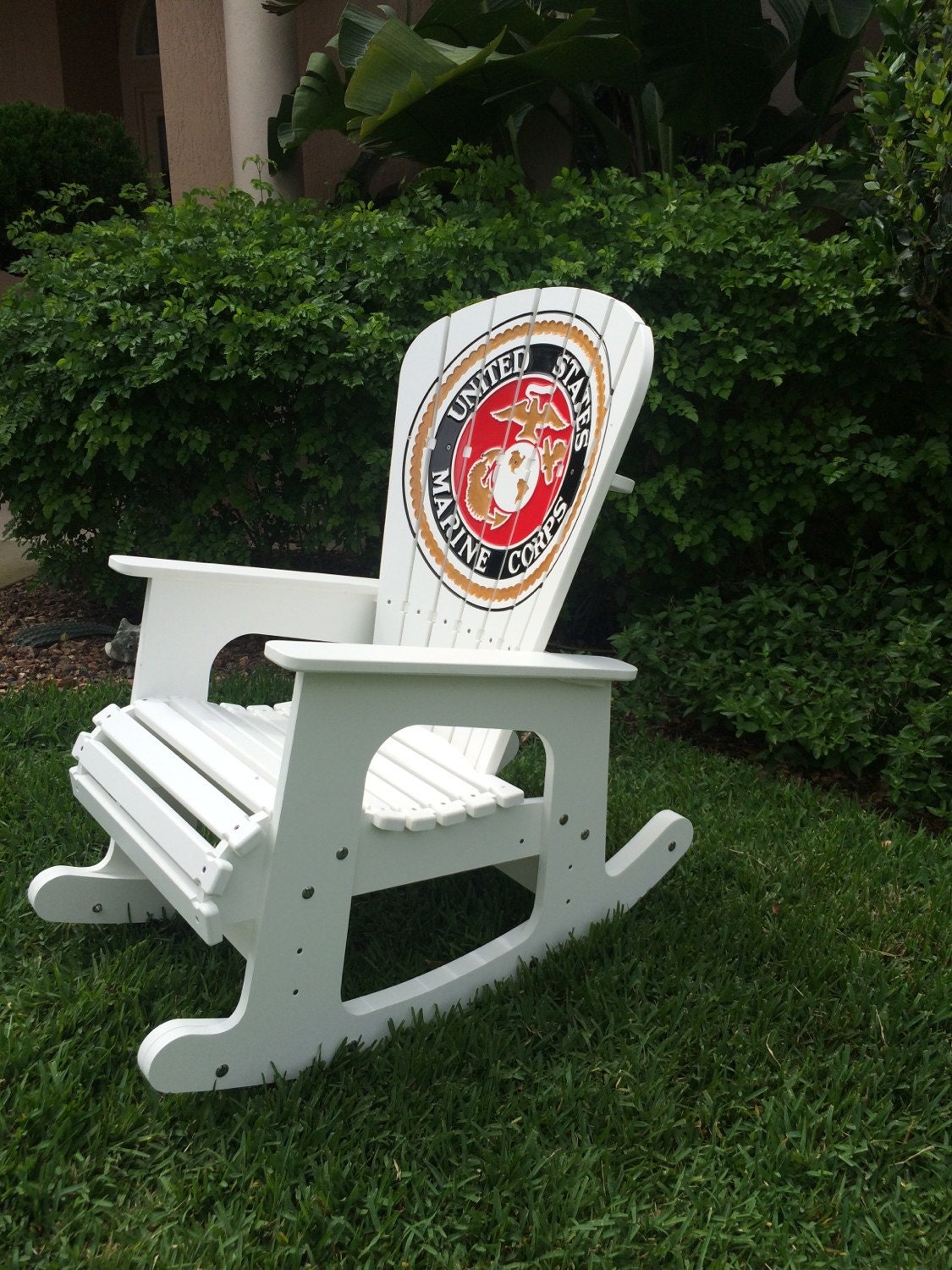 trex adirondack chairs near me on Marine Corps Rocking Chair Outdoor Furniture Etsy