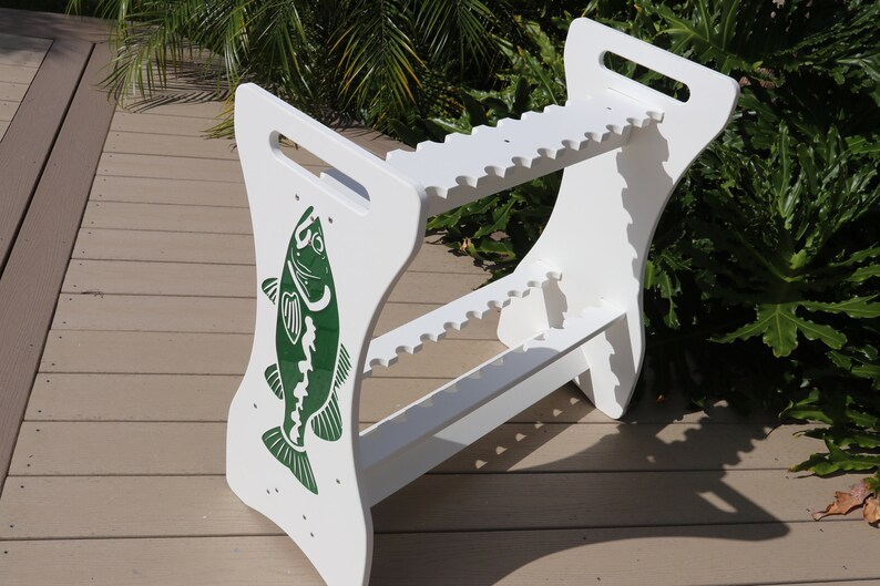 Bass Engraved Fishing Rod Rack