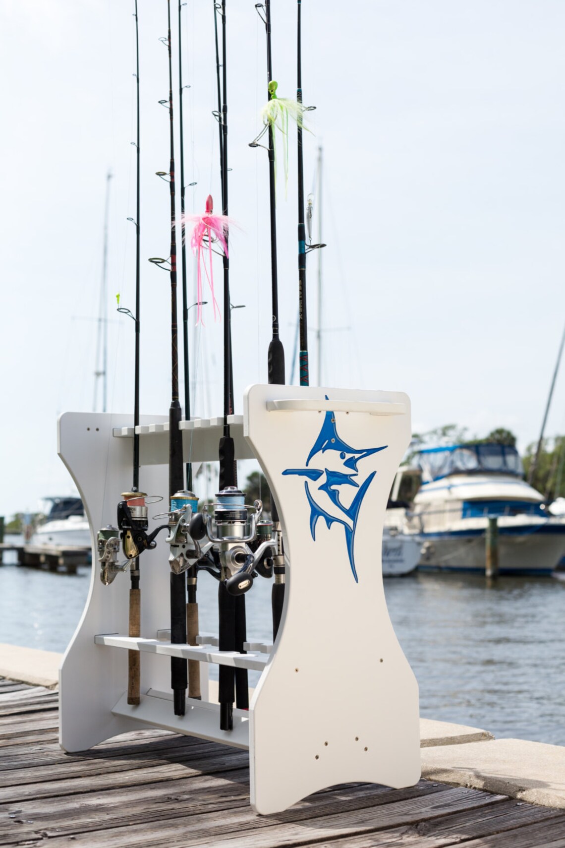 Large Engraved Fishing Rod Rack Etsy