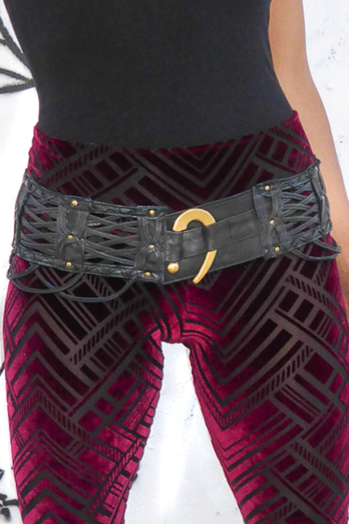 Hipstirr Women\'s Pocket Waist Belt Genuine Leather Brown Double Hole Buckle Double Prong Leather Belt | Men | Women | Most Wanted USA  main image 4