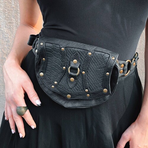 【AAKE】BELT POCKET LONG SK Utility Belt With Pocket, Festival Leather Pocket Belt