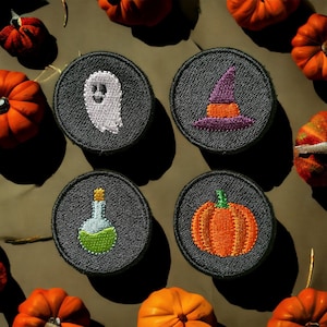 Halloween Patches | Ghost | Pumpkin | Poison | Wizard Embroidered Iron/Sew on Patch