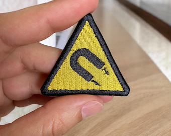 Magnetic Field Warning | Hazard | Magnetism Warning Embroidered Iron/Sew on Patch