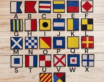 Nautical Flag Custom Name Patch | Boat Patch | Sailing Gift | Embroidered Iron/Sew on/Velcro Patch | ALL LETTERS AVAILABLE | 1 & 1.5 inch