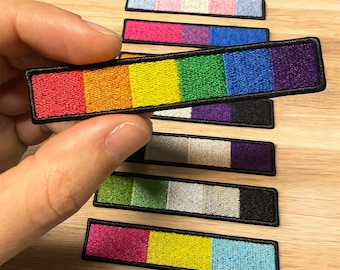 Écusson minimaliste Fierté | LGBTQ+ | Thermocollant / Adhésif | Arc-en-ciel Trans Lesbienne Bi Ace Pan Non-binaire Hétéro Allié
