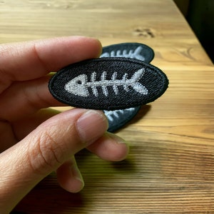 Little Fish | Bone Skeleton Embroidered Iron/Sew on Patch | Left & Right Options!