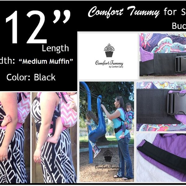 12" COMFORT TUMMY - "Medium Muffin" Width in BLACK