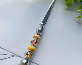 Letter Opener with Glass, Ceramic, Acrylic Beads, Beaded Letter Opener, Gift for Mom, Teacher Gift, Office Letter Opener