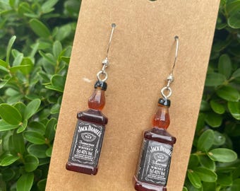 Faux Whiskey Bottle Earrings/Alcohol Bottle Accessories/Liquor Earrings/Whisky Lover Gift for Her/Fun Earrings/