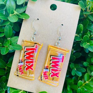 Faux Candy Bar earrings, miniature food jewelry,Candy bar earrings, snack food
