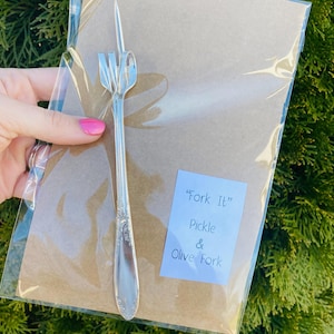 Pickle Fork, Fork You, Vintage Silverware, Recycled, Upcycled, Attitude Charcuterie Server, Olive Fork, Hostess Gift, Cheese Board Utensil