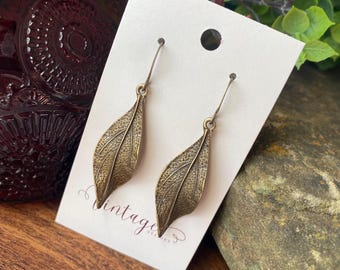 Boho Leaf Earrings Bronze Dangle Earrings Lightweight Nature Inspired Jewelry