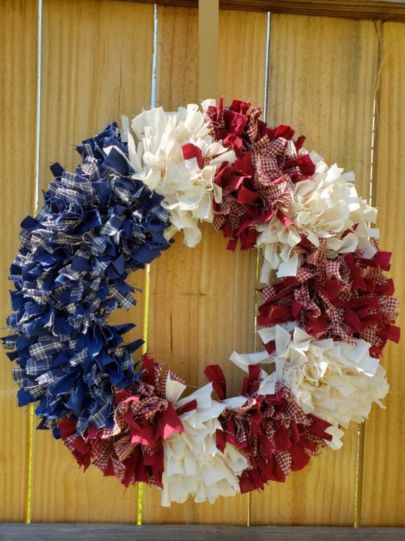 Rag Wreath Primitive Decor Front Door Image 0