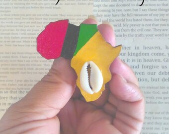 PanAfrican Africa Shape Pin/ Red Black and Green Collar Pin MADE TO ORDER