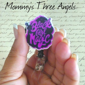 Black Girl Magic Badge Reel/Natural Hair Pride Name Badge Holder MADE TO ORDER