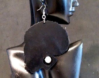 Afro Lady Silhouette with Rhinestone Stud Earrings READY TO SHIP