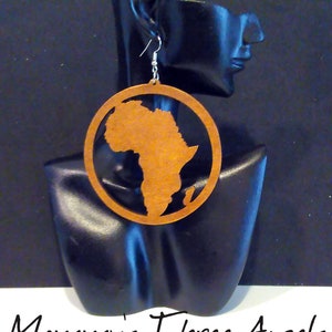 Africa Earrings/ Large Round Africa Shape Earrings/ Circular Africa MADE TO ORDER