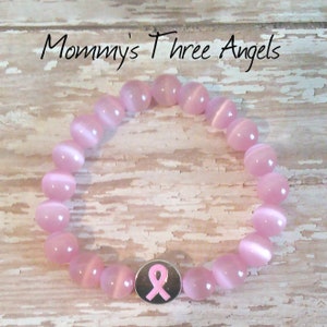 Breast Cancer Awareness Pink Bracelet/Stretchy Breast Cancer Beaded Bracelet MADE TO ORDER