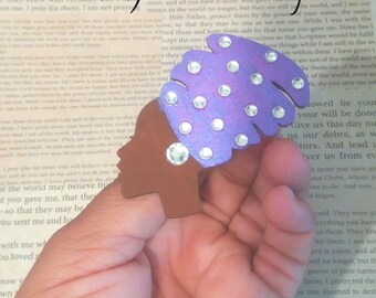 Headwrap Lady Silhouette Lapel Pin/ Blinged Out Headwrap Woman Collar Pin MADE TO ORDER