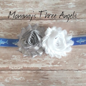 Shark Inspired Shabby Flower Elastic Headband MADE TO ORDER