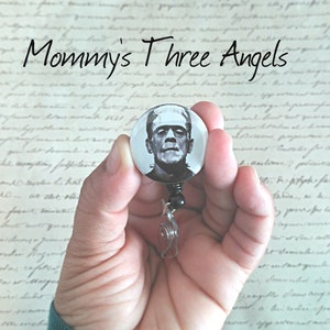 Classic Monster Retractable Badge Reel/Frankenstein Monster Name Badge Holder MADE TO ORDER