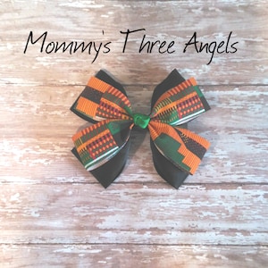 Kente Print Ribbon Double Tuxedo Style Hair Bow/Hair clip/ Kente Print Headband MADE TO ORDER