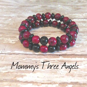 His and Her Long Distance Red and Black Bracelets/Friendship Bacelets/ Couples Matching Pair Bracelets/Mommy and Me Bracelets MADE TO ORDER
