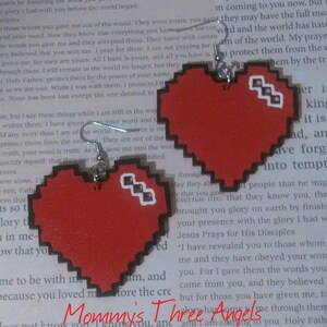 8 Bit Heart Shape Earrings/Retro Heart Shape Earrings/Video Game Heart Earrings MADE TO ORDER