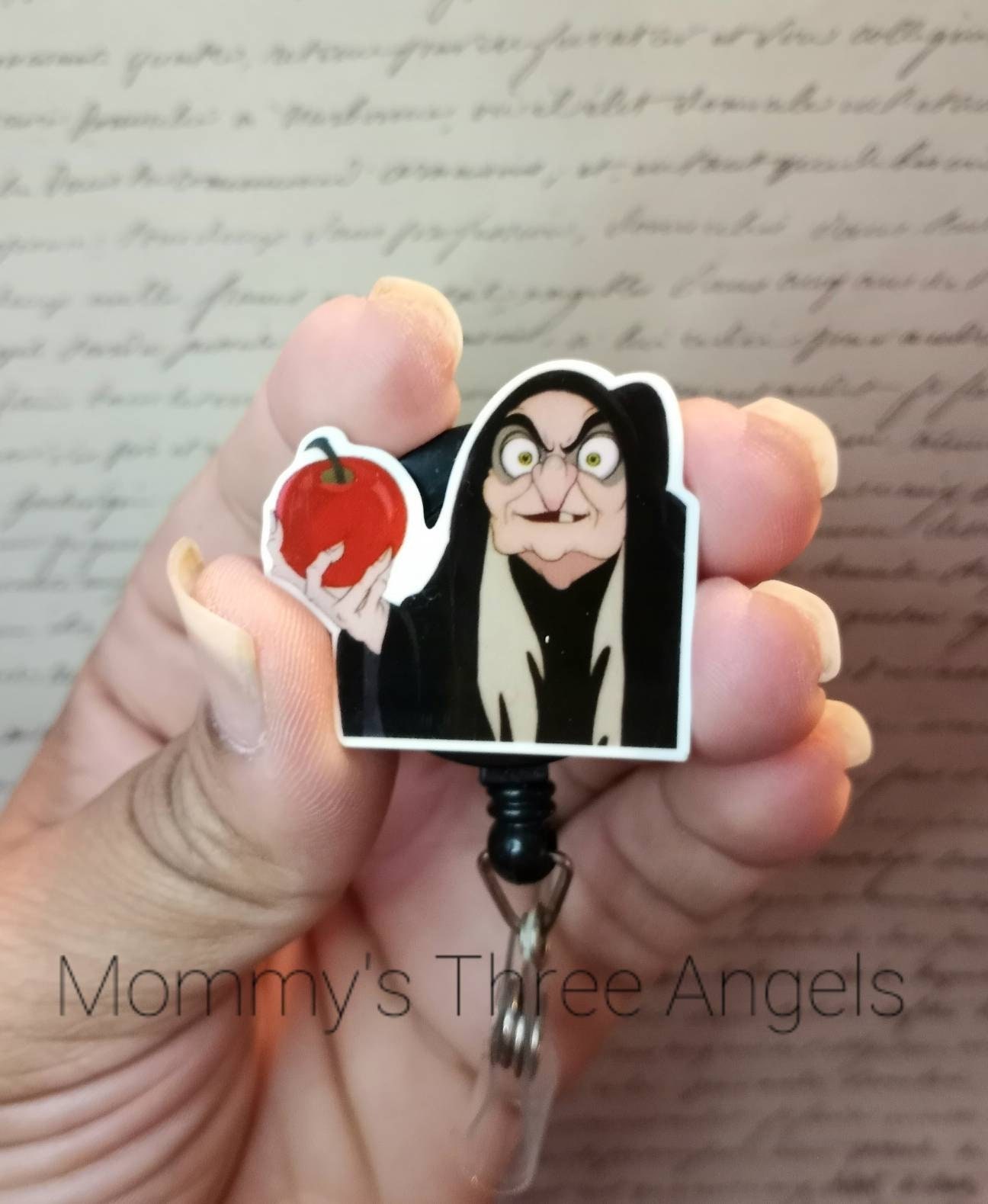 Old Hag Retractable Badge Reel/poison Apple Witch Name Badge