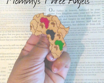 PanAfrican Engraved Africa Shape Pin/ Red Black and Green Collar Pin MADE TO ORDER