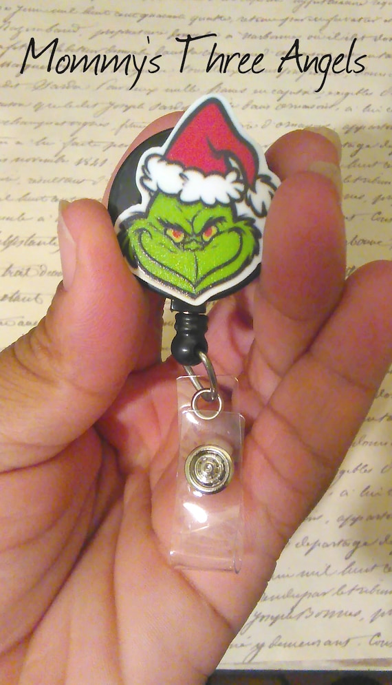 Mean One Face Retractable Badge Reel/Christmas Grinch Badge Holder MADE TO  ORDER