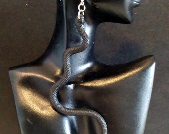 Long Black Snake Earrings/ Black Asp Halloween Earrings/Creepy Curvy Snake Earrings READY TO SHIP