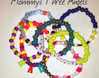 80's Theme Phrases Kandi Bracelets/Random 1980's Inspired Words Bracelet Assortment (Set of 6) MADE TO ORDER
