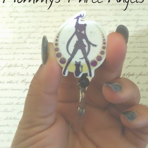 Warrior Moon Princess Silhouette Retractable Badge Reel/Sailor Guardian Badge Holder MADE TO ORDER
