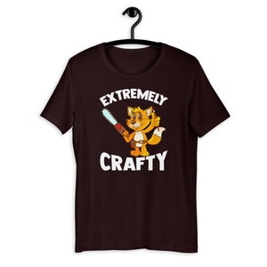 Extremely Crafty Cute Fox Woodworker For DIY and Creative T-shirt Oxblood Black