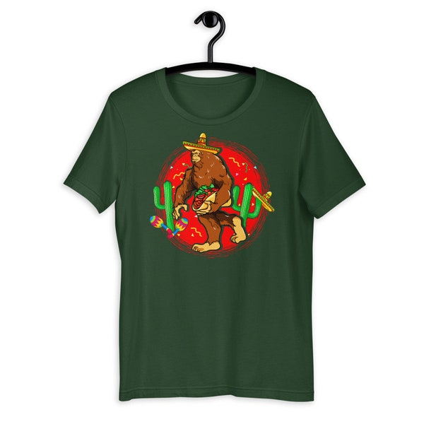 Funny Sombrero Wearing Bigfoot With Taco T-Shirt