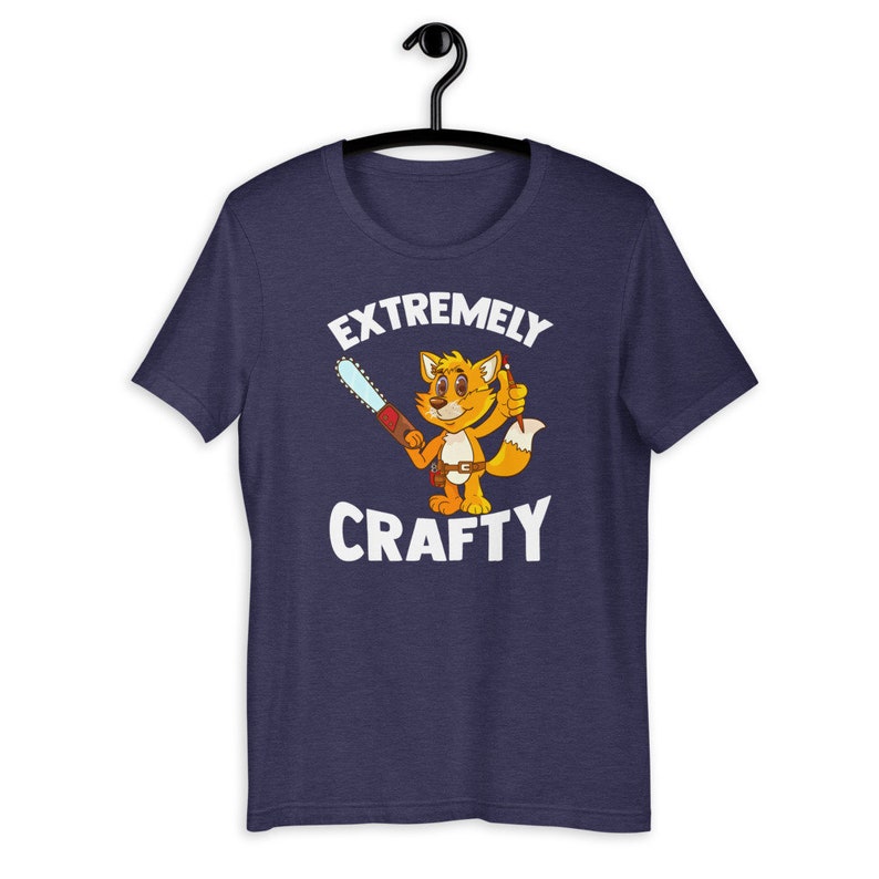 Extremely Crafty Cute Fox Woodworker For DIY and Creative T-shirt Heather Midnight Nav