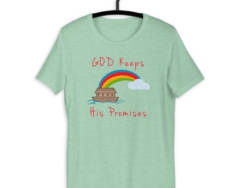 Cute Noahs Ark God Keeps His Promises Rainbow T-shirt