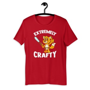 Extremely Crafty Cute Fox Woodworker For DIY and Creative T-shirt Red