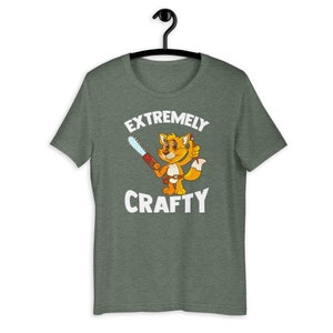 Extremely Crafty Cute Fox Woodworker For DIY and Creative T-shirt Heather Forest