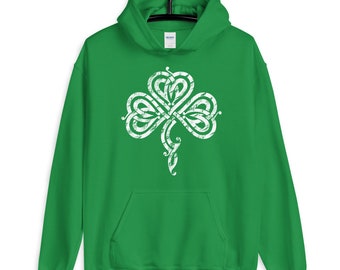 Pretty Irish Celtic Knot Shamrock Hoodie